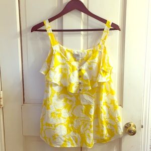 Summer yellow and white floral tank